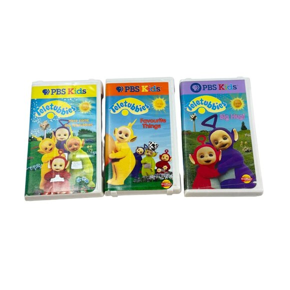 Teletubbies VHS Lot 3 Big Hug Here Come Favourite Things Vintage Hard Shell Case - Picture 1 of 7